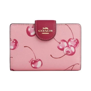 2024 Nova Carteira Mulher CR938 De Couro Bifold Cherry Print