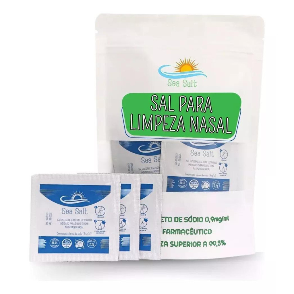 Soro Fisiologico Em Pó Nasal, Lavagem Nariz Kit C/60 Sachês
