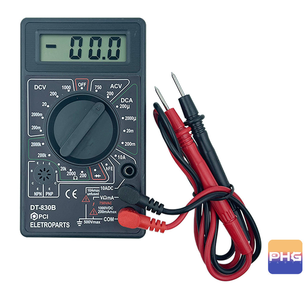 Multímetro Digital DT-830 com bateria e ponta de teste (SEM BIPE) Pci Eletroparts