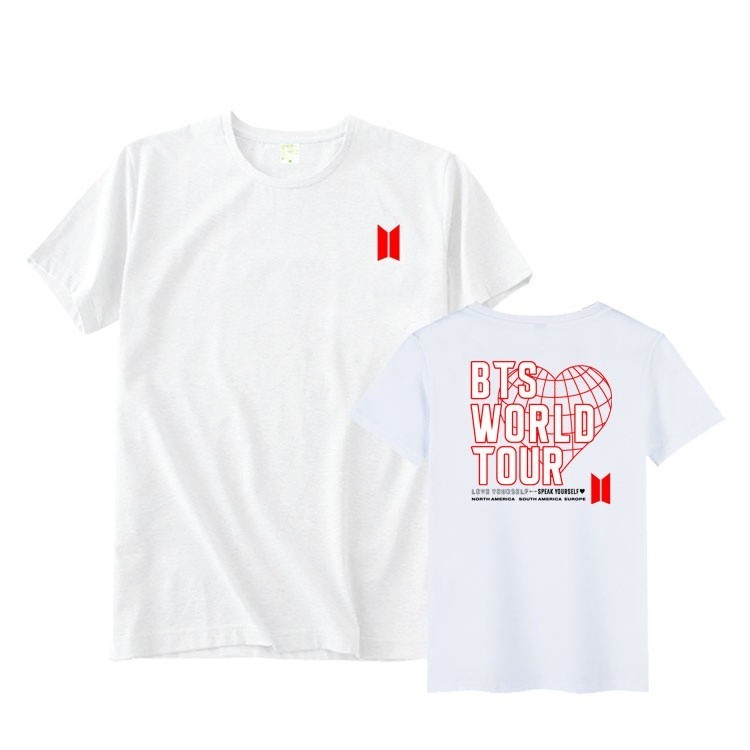 Camiseta 100% Algodão 30.1 KPOP BTS Love Yourself World Tour Moda