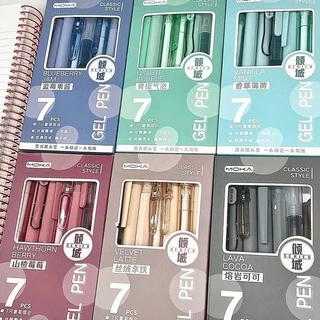 7Pcs/Box Minimalista Transparente 0,5mm Caneta Gel De Alta Qualidade De Tinta Preta De Secagem Rápida Para Estudantes