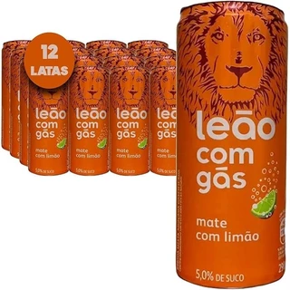 KIT 12 Chá Matte sabor Limão com Gás Leão Lata 290ml