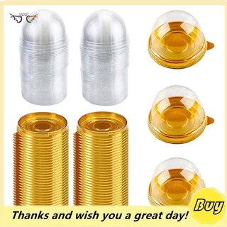 100 PCS Caixa Plástica Transparente Mini Cupcake Redonda De Mooncake Bolos De Sobremesas Muffins Dome