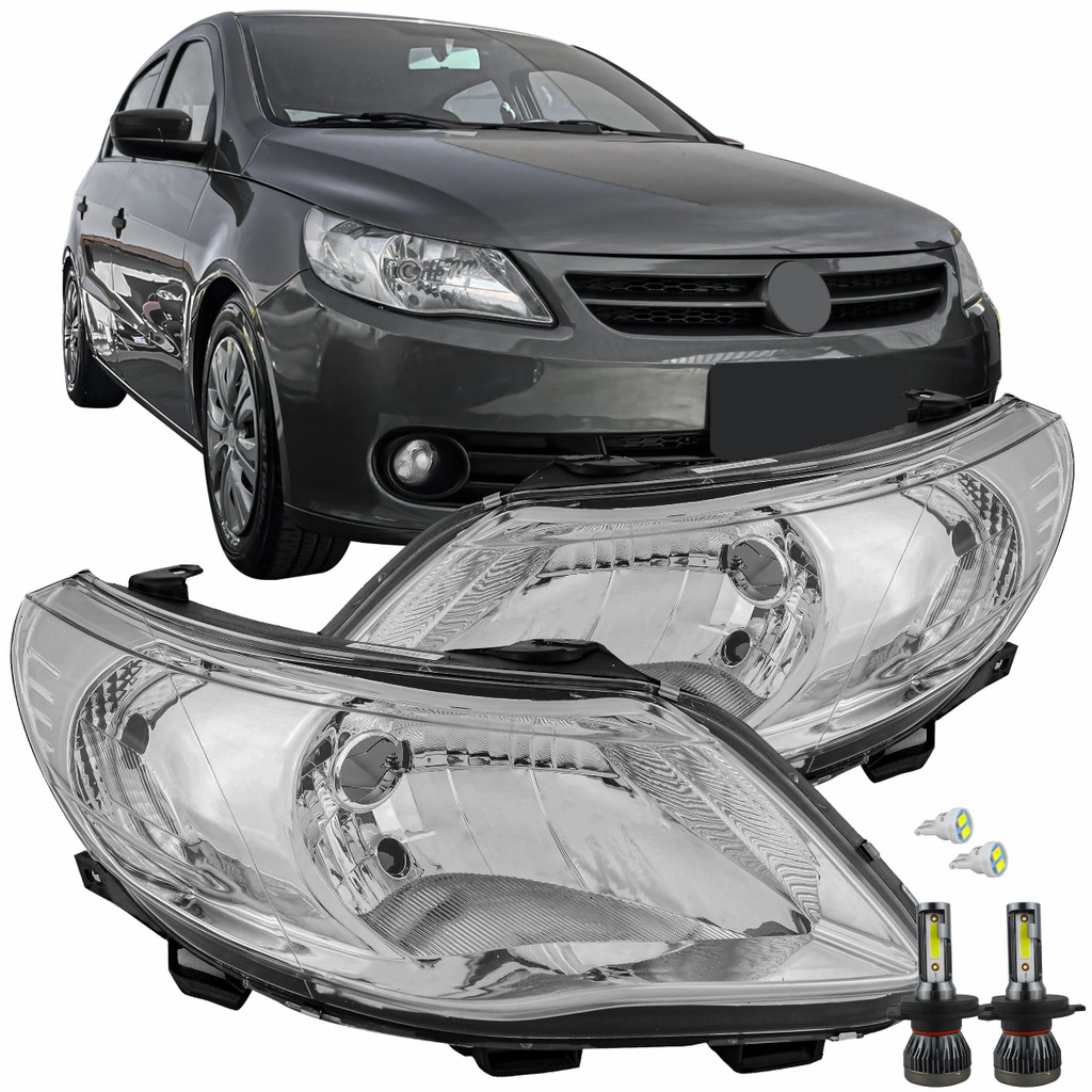 Par Farol VW Gol Voyage Saveiro G5 2009 2010 2011 2012 Simples com LED ...