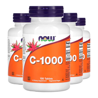 Kit 4x Vitamina C 1000mg+R. Mosqueta Now Foods 100Tab Importado /Made in Usa