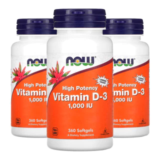 Kit 3x Vitamina D3 1.000UI Now Foods Vit D-3 360 Softgels /Made in Usa