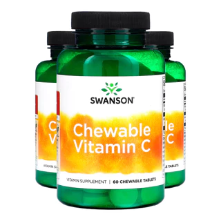 Kit 3x Vitamina C Mastigável Swanson 60 Chwbls Cereja Importado /Made in Usa