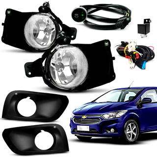 Kit Farol Auxiliar Milha Prisma 2017 2018 2019 Moldura Preta Botao Touch Universal