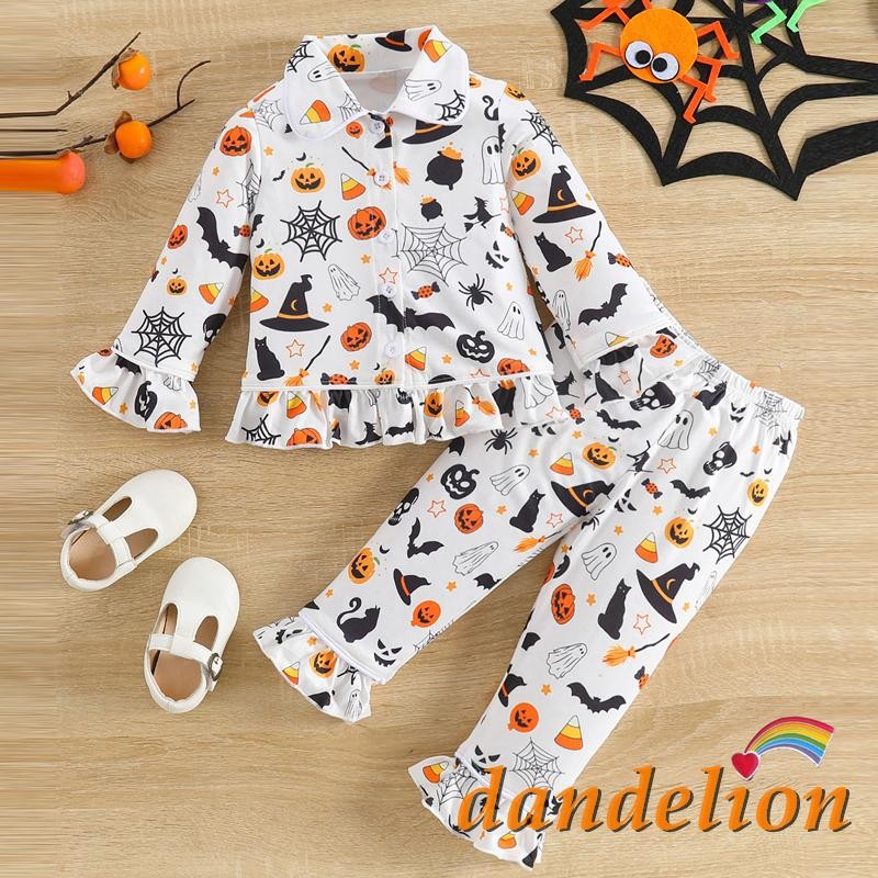 Conjunto de Pijamas de Halloween para Beb\u00ea\/ Crian\u00e7a Menina de 1 a 6 ...