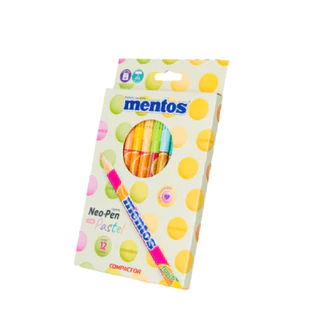 ESTOJO HIDROGRAFICA NEO-PEN GIGANTE MENTOS 12 CORES PASTEIS