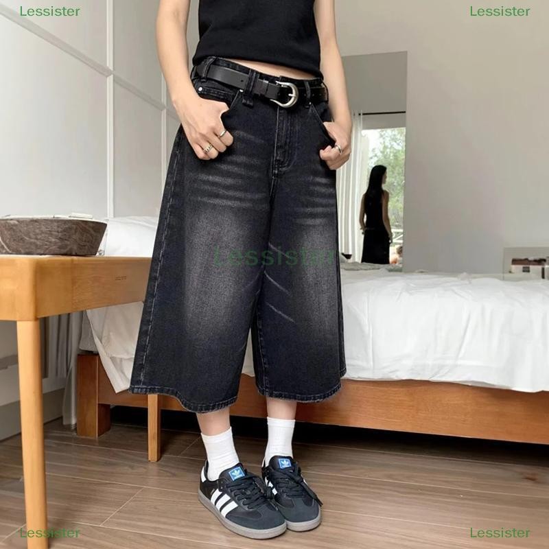 パンツ paradox archive y2k wide baggy shorts Leesisters Y2k Baggy Denim Shorts Wide Leg Pants High Waisted Wash