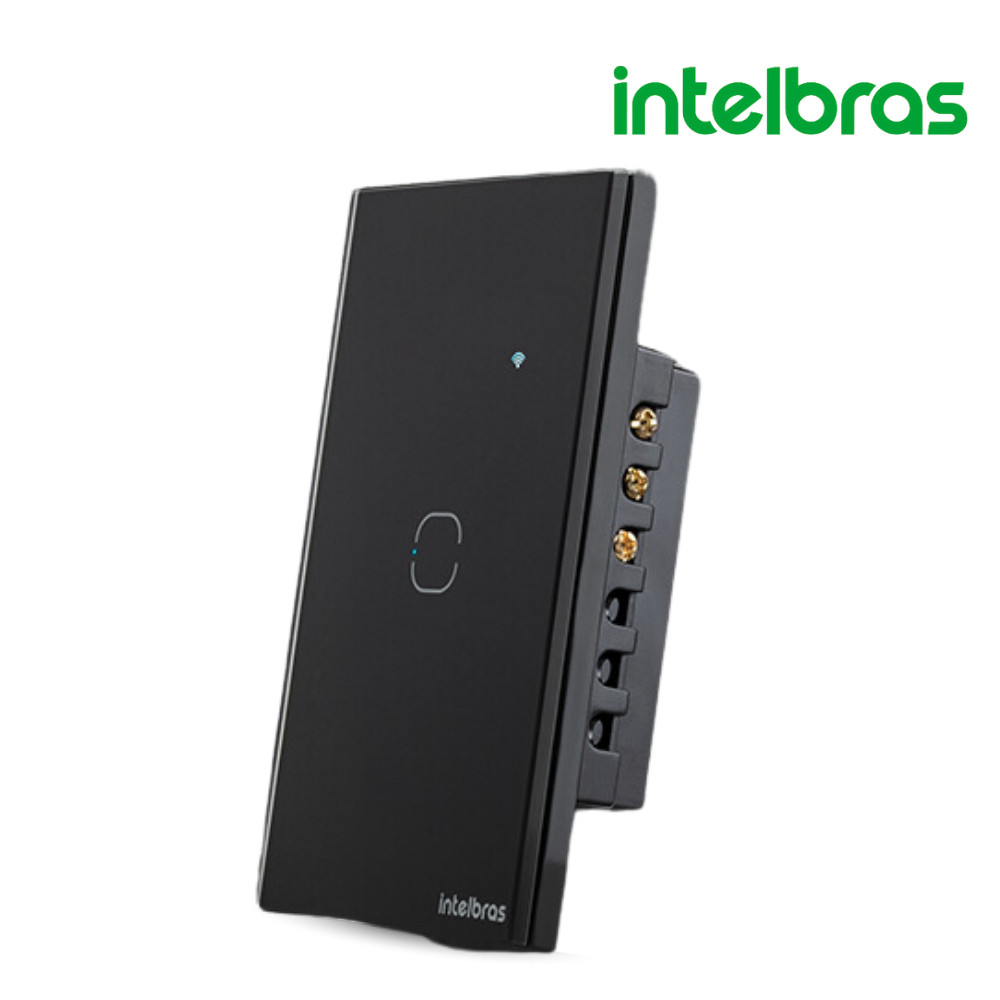 Interruptor Inteligente Elétrico Smart Wifi Touch Preto Intelbras Compatível Voz Alexa Google 1 Tecla Casa EWS 1001