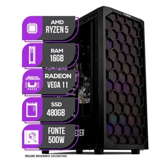 PC Gamer Mancer, AMD Ryzen 5, RX Vega 11, 16GB DDR4, SSD 480GB, Fonte 500W 80 Plus