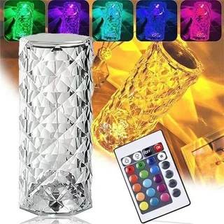 Luminária de mesa com USB de cristal LED com três cores de luz projetor judy store
