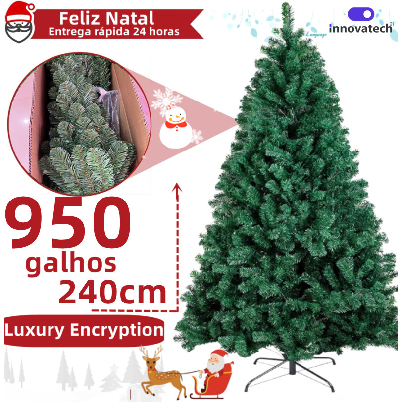 Árvore de Natal Verde Tradicional Tipo Pinheiro – 150cm a 240cm com até 950 Galhos
