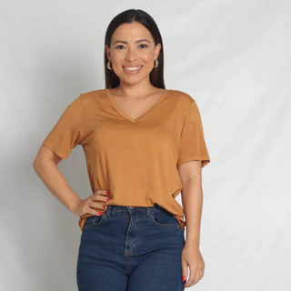 Blusa Feminina com decote em V Manga Curta