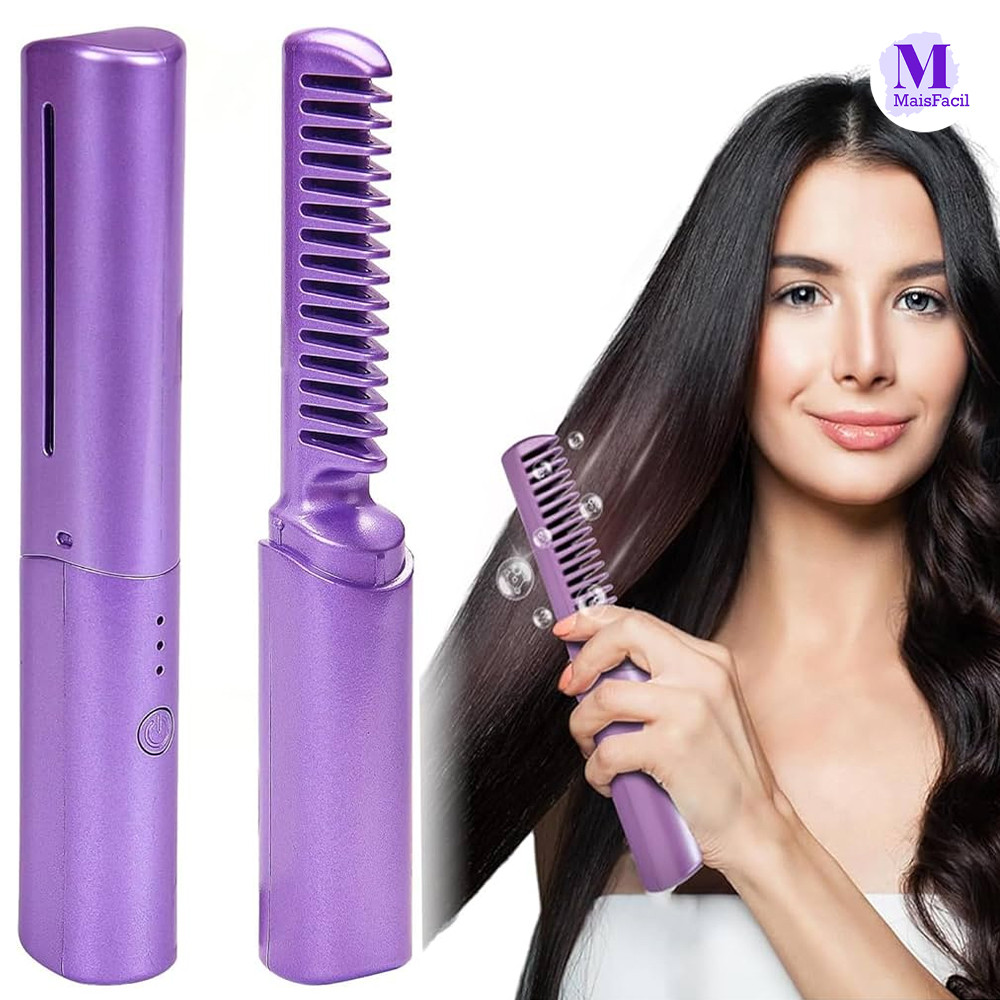 Cabelo Alisado Escova Recarregável Mini Pente Portátil yushua3br Rápido