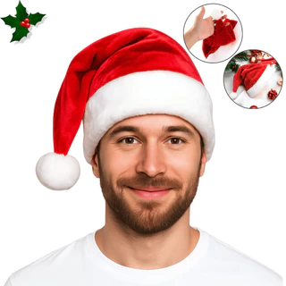 Kit 3/6 Gorros Papai Noel Veludo Poliéster Touca Natalina Vermelho Brilhante Fantasia - Wincy Natal