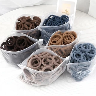 50pcs Toalheiro sem costura Cabeça do Anel de Toalha Corda Sólida Cor Alta Elástica Faixa de Borracha de Rabo de Pônei Simples Anel Básico de Cabelo All-Match Acessórios para Cabelo