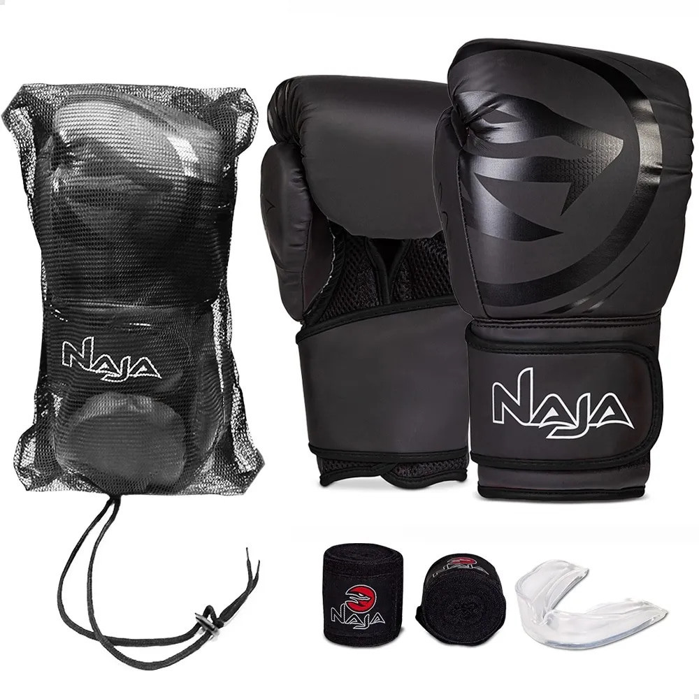 Kit Luva Boxe / Muay Thai - Black Naja