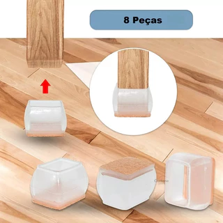 [BR Envio Imediato] Kit de 8 pernas de cadeira quadradas com pés de proteção de silicone