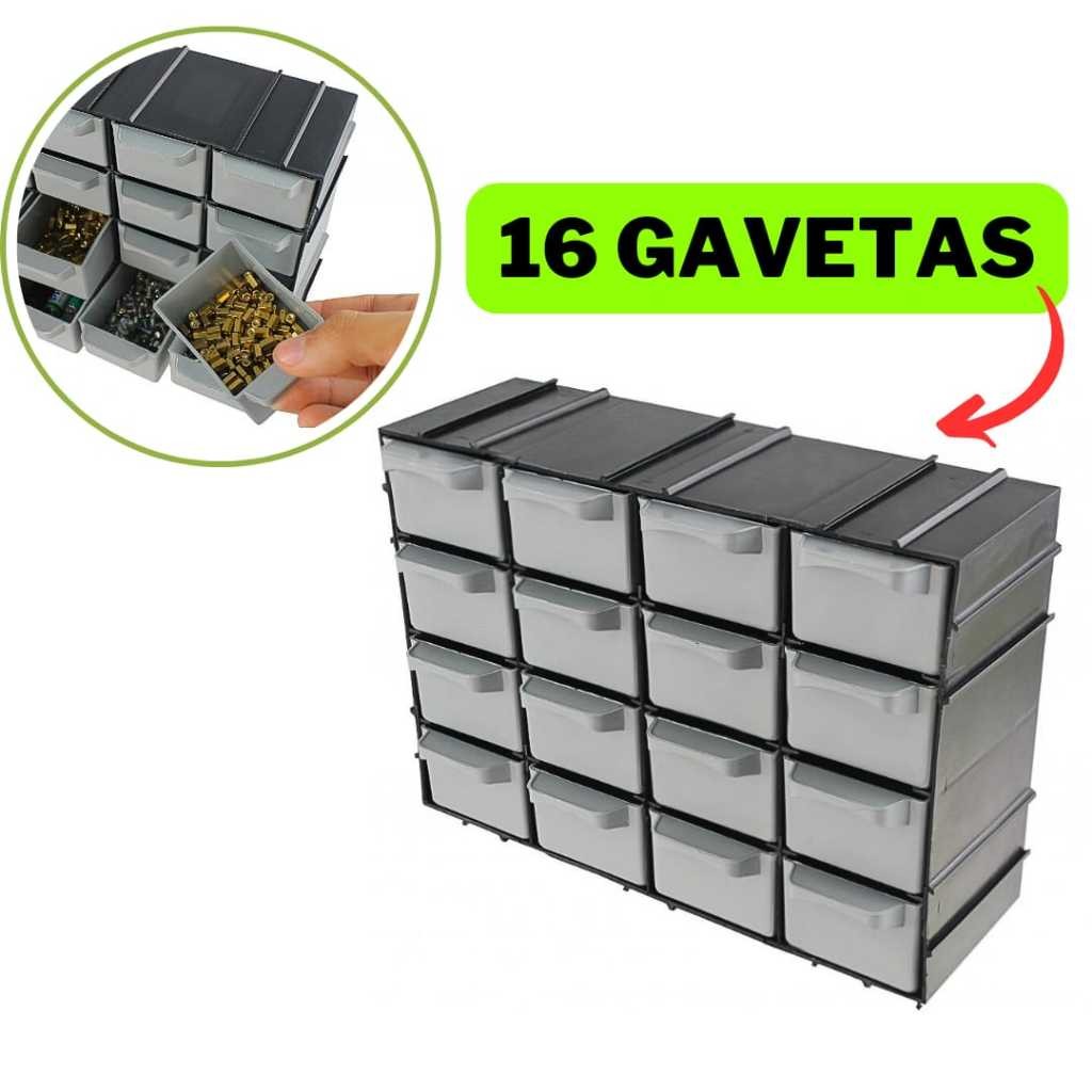 Organizador 7001 c/ 16 Gavetas - Gaveteiro Pequeno para Organizar Anzol, Linhas