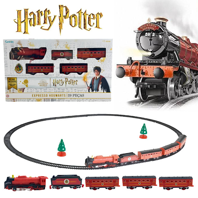 Ferrorama Harry Potter Trem Expresso Hogwarts Locomotiva Com Luz Trenzinho a Pilha