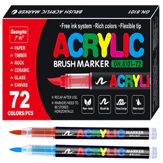 Caneta Marcadora Acrílica De 60/72 Cores Para Pintura Em Rocha , Marcadores De Tinta Com Ponta De Pincel , Materiais De Arte Tecido , À Prova D'água GN8101