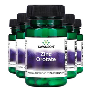 Kit 5x Orotato de Zinco 10mg Swanson 60 Cápsulas Importado /Made in Usa