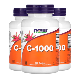 Kit 3x Vitamina C 1000mg e Rosa Mosqueta Now Foods 100Tabls/Made in Usa