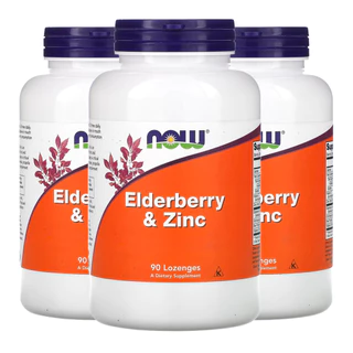 Kit 3x Sabugueiro e Zinco Now Foods 90 Pastilhas Importado/Made in Usa