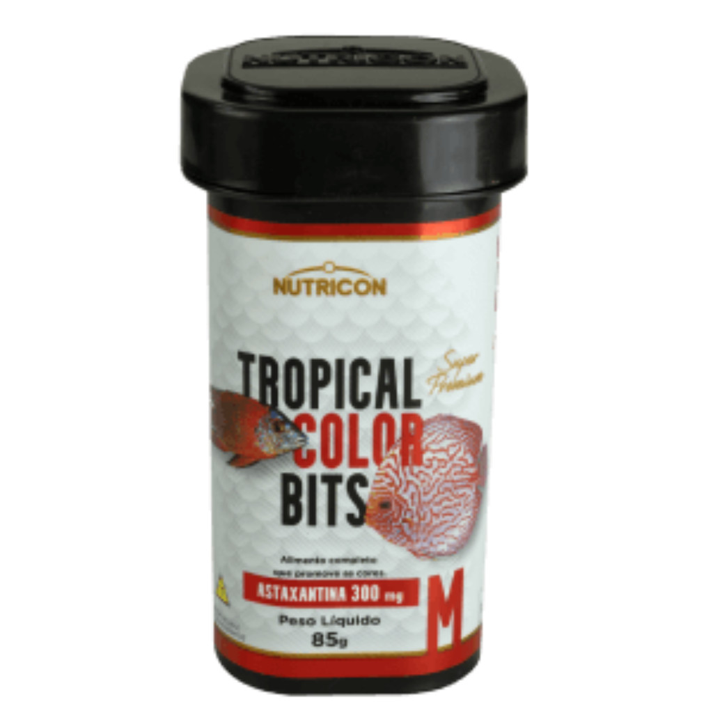 Tropical Color Bits M Nutricon 85g - Ração para Peixe Acará Disco, Poecilídeos, Tetras, Ciprinídeos, Ciclídeos