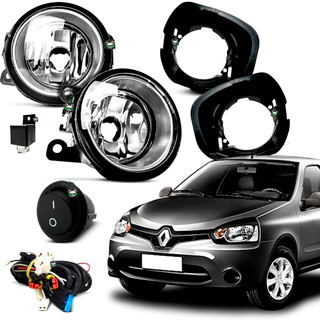 Kit Farol Auxiliar Milha Clio 2013 2014 2015 2016 Moldura Preta Botão Tic Tac