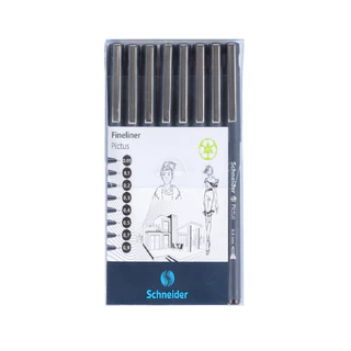 ESTOJO CANETA NANQUIM FINELINER PICTUS SCHNEIDER 8 PONTAS