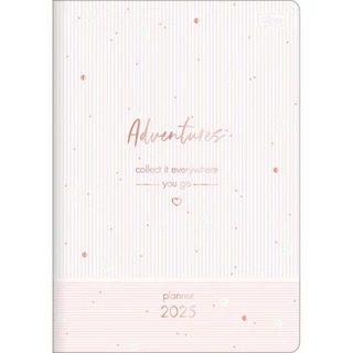 Planner Grampeado 17,8 x 25,4 cm Soho 90 G 2025- Listras Lilás-Rosa Adventures
