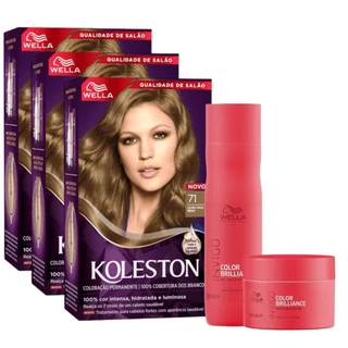KIT TRIO Koleston Colr Louro Cz Medio 71 55G + Tratamento