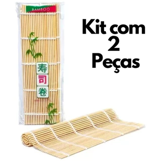 Esteira Para Sushi Bambu Sudare Enrolar Comida Japonesa Oriental 24 cm - 2 Unidades