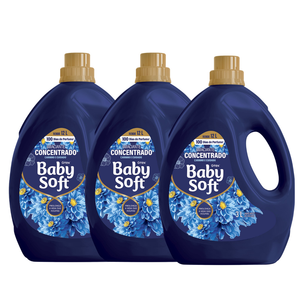 Kit 3 Amaciantes Concentrados Baby Soft Carinho e Cuidado - 3l