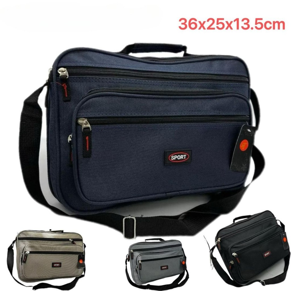 Bolsa Transversal Masculina com Bolsos e Alça Ajustável