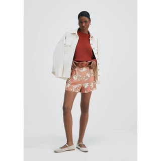 Shorts Feminino Estampado Com Pregas Hering