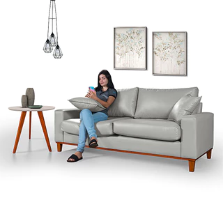 Sofá Living Istambul em Couro Sintético - Essencial Estofados em Oferta na Shopee