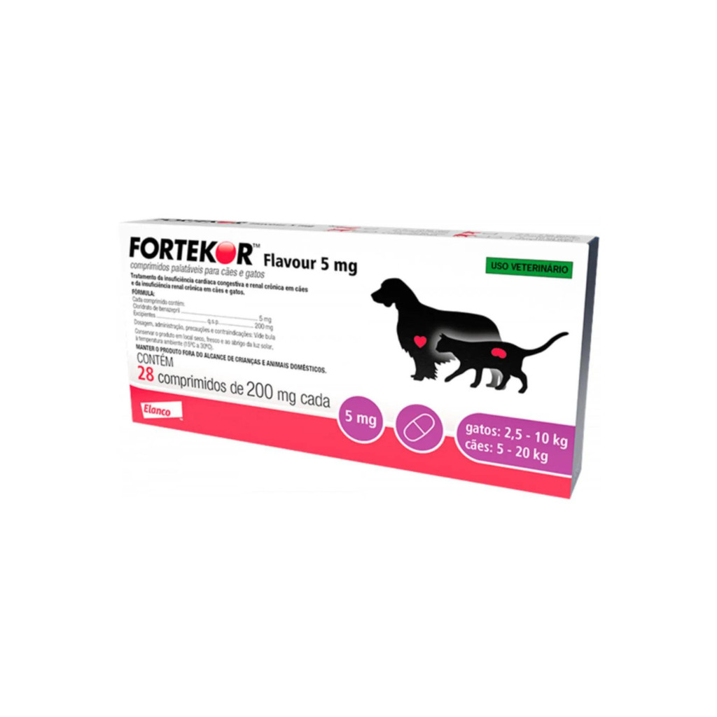 Fortekor Flavour 5mg Novartis Cães E Gatos 28 Comprimidos | Shopee Brasil