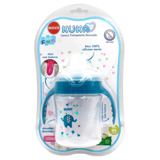 Caneca Kuka Treinamento Decorado Fun 200ml Azul com alças texturizadas +6 meses 
