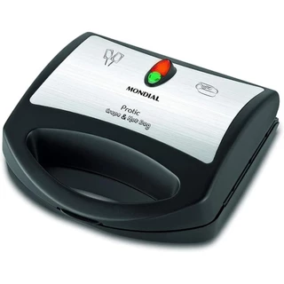 Crepeira Elétrica Mondial Pratic Crepe & Hot Dog Antiaderente 850W Preto/Inox 127V - CP-01 em Oferta na Shopee