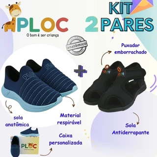Kit 2 Pares: Calce Fácil Colors Azul Sola Azul  + Papete Menino Ploc Pap01 em Oferta na Shopee