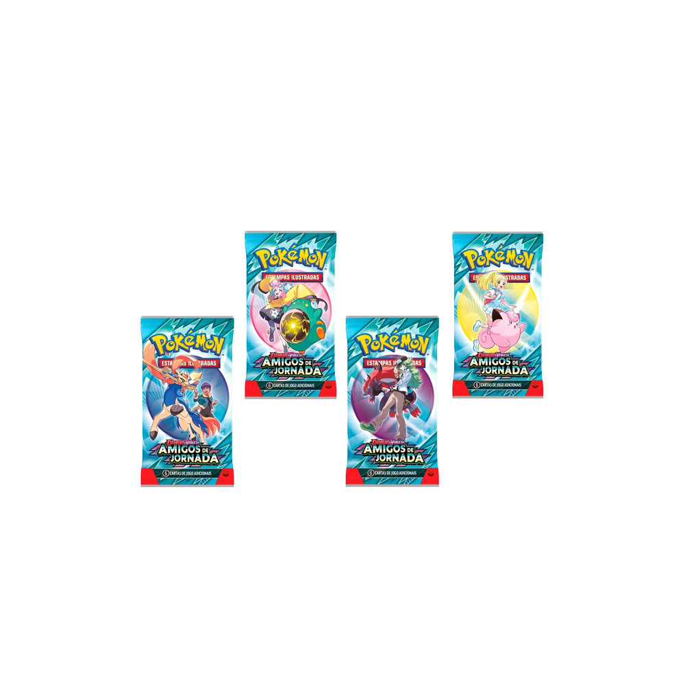 Caixa 36 pacotes de Figurinha Pokémon Amigos de Jornada Escarlate
