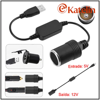 Adaptador De Acendedor De Cigarro USB Para Carro, Cabo Adaptador De Alimentação De 5 V Para 12 V
