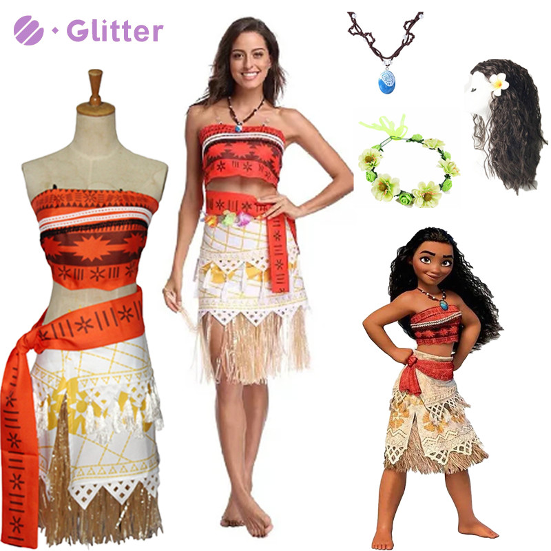 Nuevo disfraz de película de verano Moana 2 para mujer adultas y
