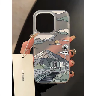Trem de pintura a óleo de verão Adequado para iPhone15 /14promax /11 Apple 13 /12 Caixa telefônica