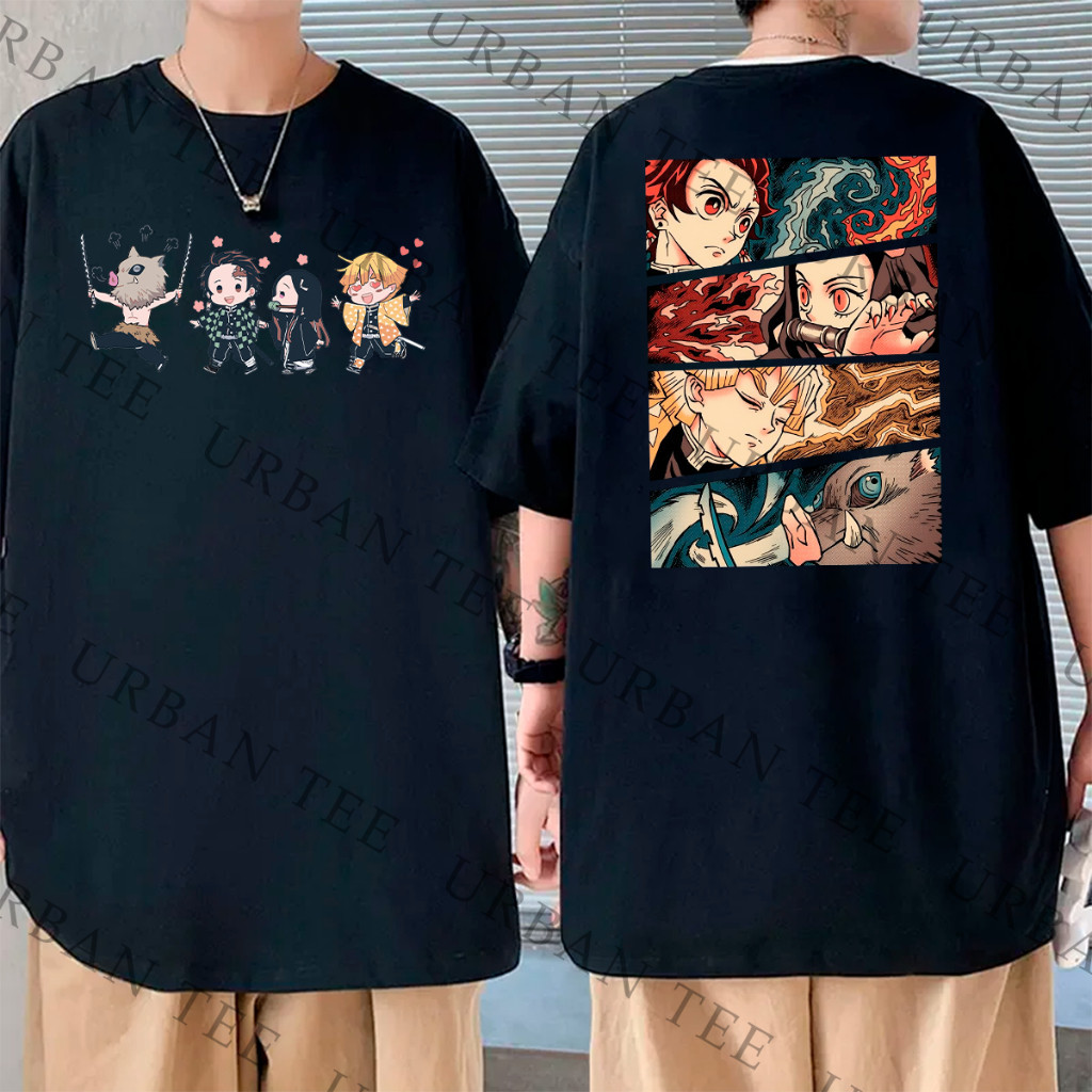 Camiseta Basica Algodao Demon Slayer Chibli Eyes Personagens Anime Unissex